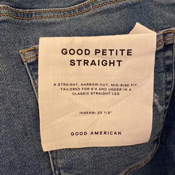 NWT Good American Good Petite Straight Jeans, size 4. - Picture 2 of 6